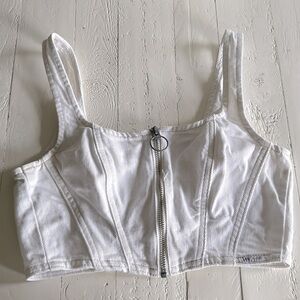 Lee X H&M Size X-Small XS white Denim Crop Corset Bustier Jean Top
